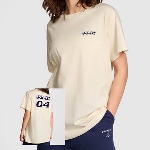 NWT Victoria’s Secret PINK Oversized Campus Cotton Tee, Extra Large (XL)